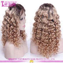 Perruques bouclée blonde gros cheveux perruques afro kinky curly #4/27 couleur bouclés plein lacet perruques perruques bouclés chauds pour femmes blanches